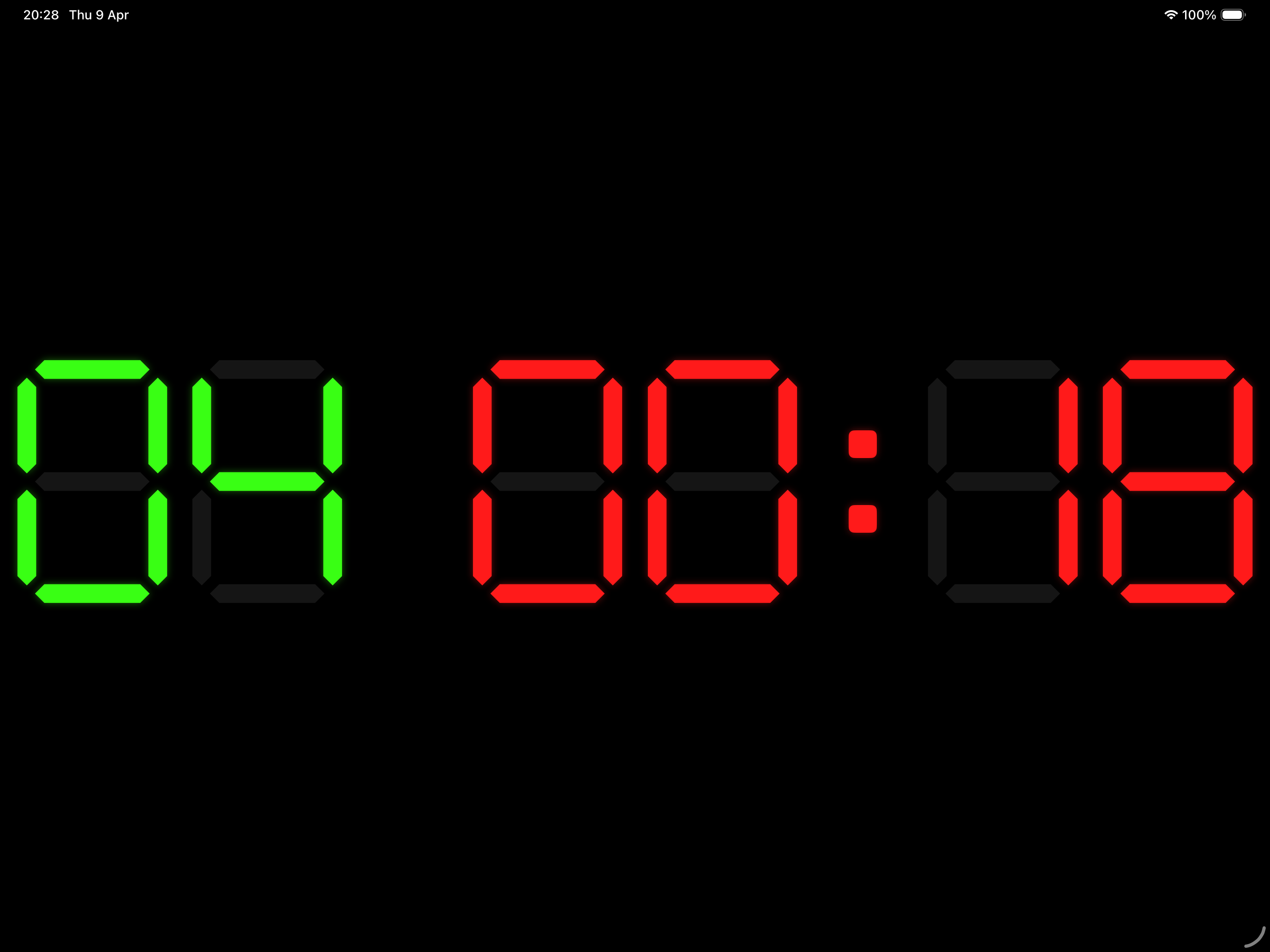 BoxClock EMOM timer running on iPad with large LED display