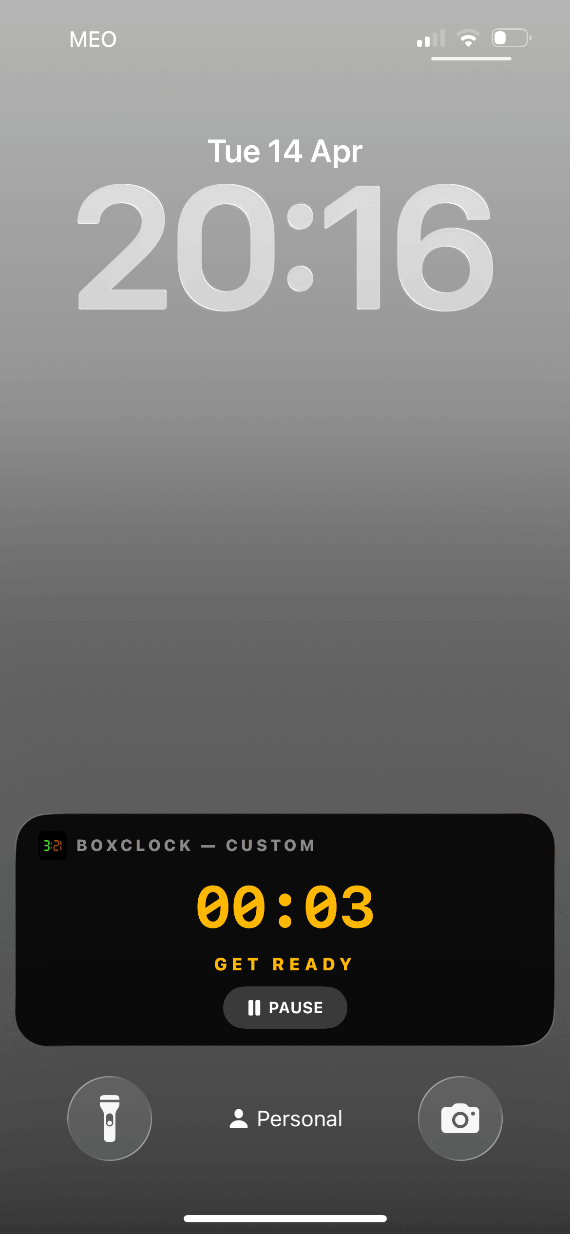 BoxClock Live Activity showing countdown on iPhone lock screen