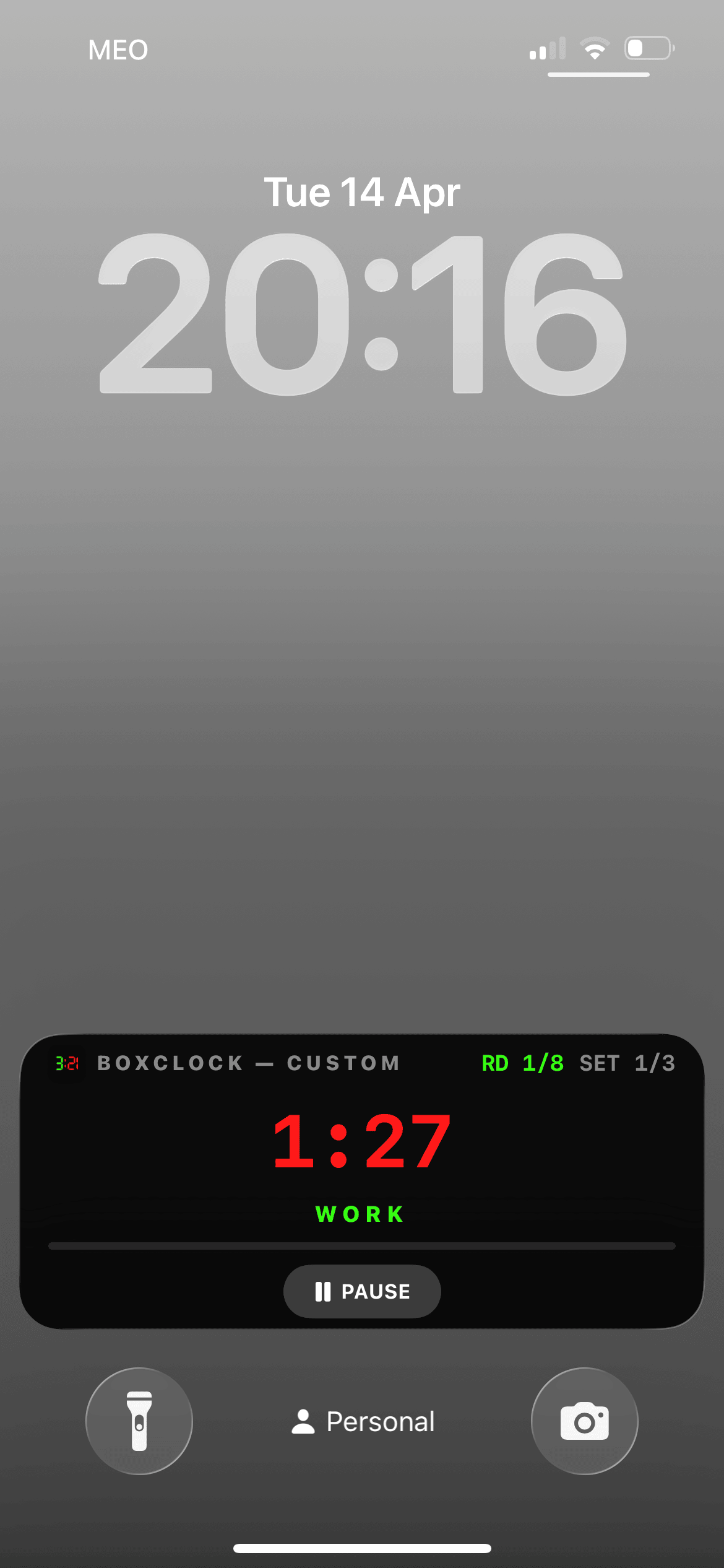 BoxClock Live Activity showing timer on iPhone lock screen