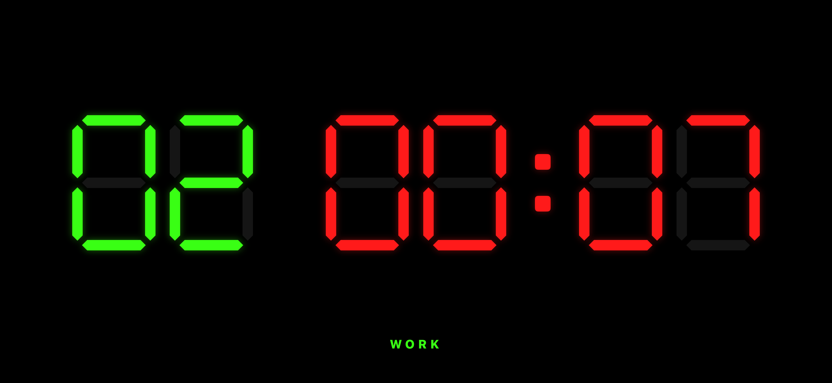 BoxClock Tabata timer in work phase with LED countdown